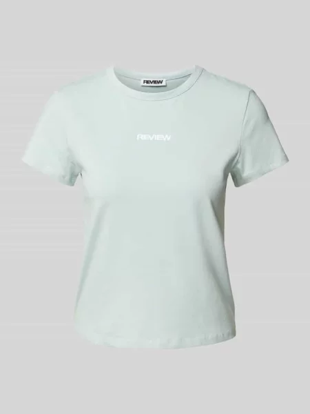 T-shirt z nadrukiem z logo Review błękitna