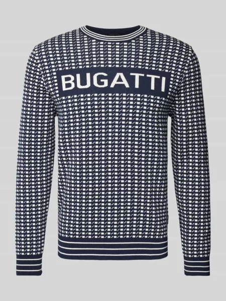 Sweter z dzianiny z nadrukiem z logo Bugatti