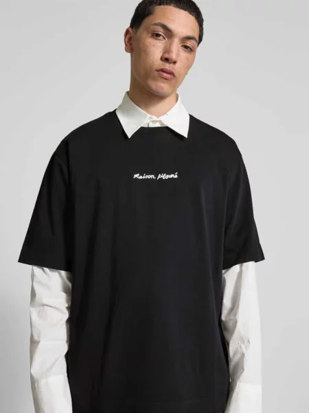 T-shirt typu oversized z bawełny Maison Kitsune czarna