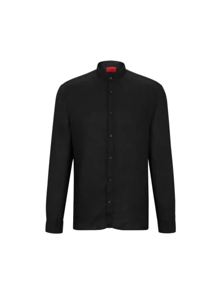 Hugo Koszula Z Lnu Elvory Slim Fit Ze Stójką blau czarna
