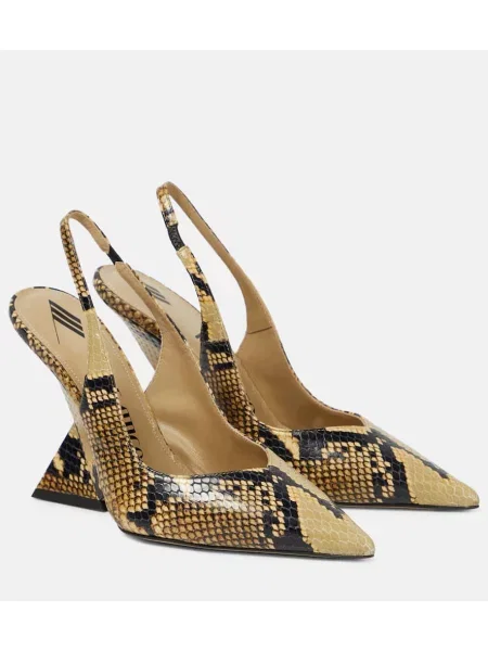 Pantofi cu toc The Attico din piele slingback cu model piele de șarpe