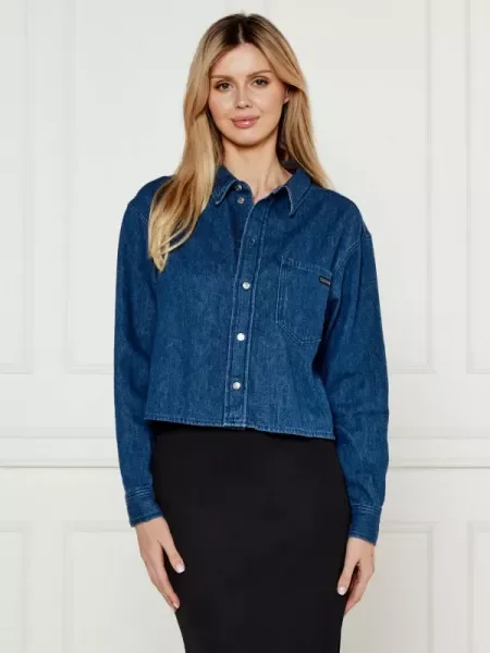 Calvin Klein Jeans De blugi cămașă | Cropped Fit | cu adaos de in