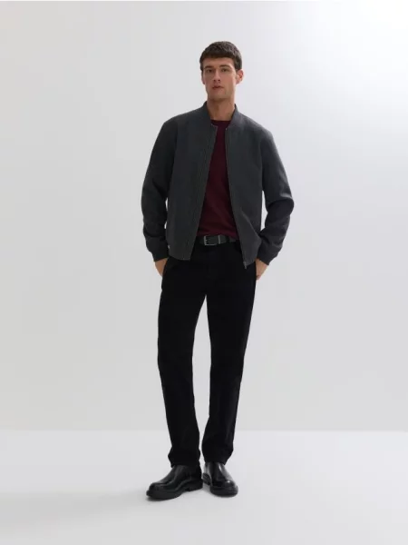 Шерстяной бомбер Reserved серый