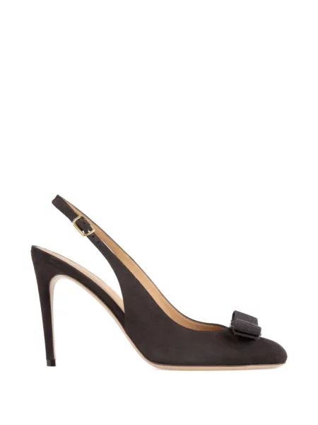 Pantofi cu toc Ferragamo cu funde slingback maro
