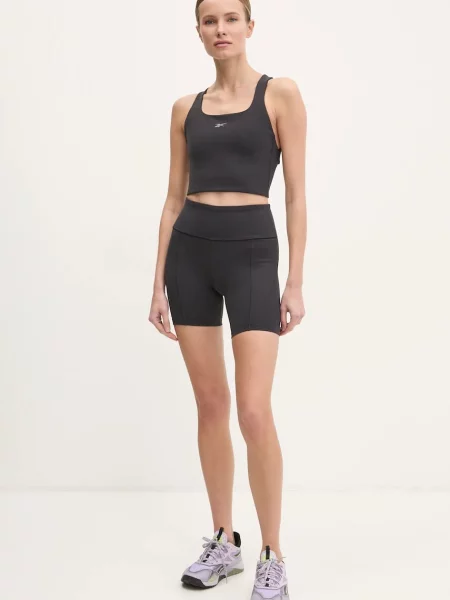 Однотонные шорты Reebok с высокой посадкой черные