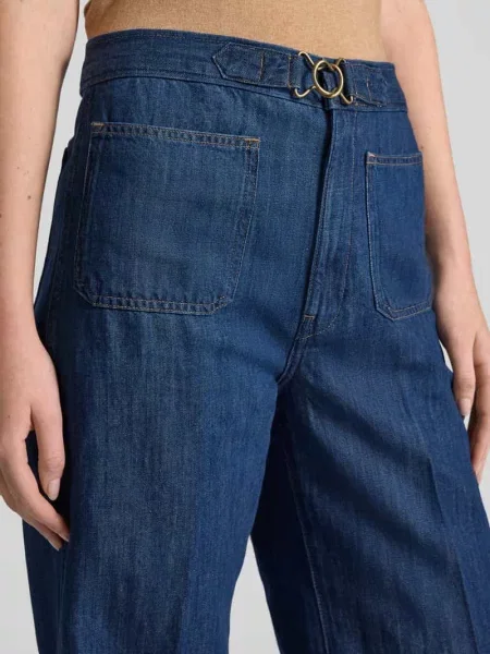 Jeansy z szeroką nogawką i nakładanymi model ‘LEATON’ Polo Ralph Lauren niebieskie