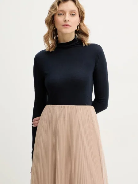 BOSS longsleeve z dodatkiem wełny Elavu granatowy