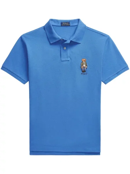 Prugasta polo majica Polo Ralph Lauren s printom od kašmira plava