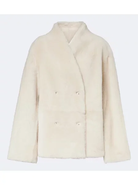 Reversibil geacă Loulou De Saison din piele de oaie alb