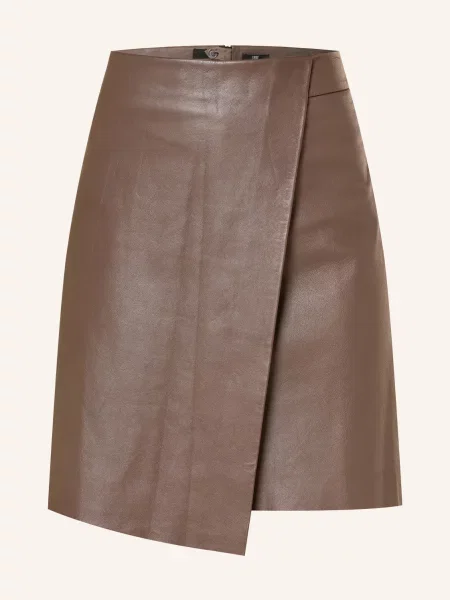 Riani Spódnica Skórzana W Stylu Kopertowym beige beżowa