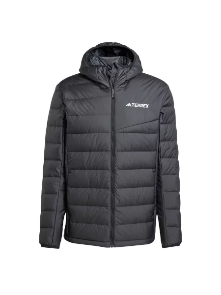 ADIDAS TERREX Μπουφάν πεζοπορίας Multi Light Down CLIMAWARM Hooded μαύρο λευκό