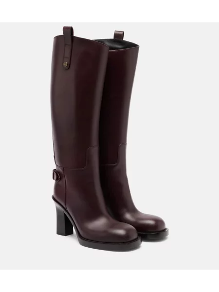 Usnjene škornji Burberry bordo