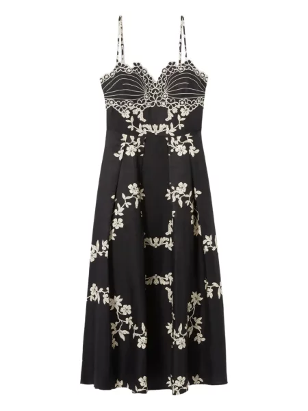 Sukienka midi Claudie Pierlot w kwiatki do kolan garniturowa czarna