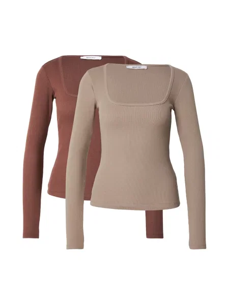ABOUT YOU Tricou Sita maro cappuccino / ruginiu roșu