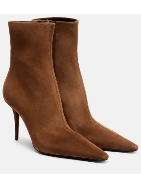 Cizme scurte Saint Laurent din piele de căprioară maro