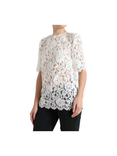 Bluzka Dolce And Gabbana koronkowa biznesowa biała