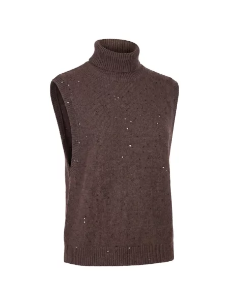 Pulover Brunello Cucinelli cu paiete maro