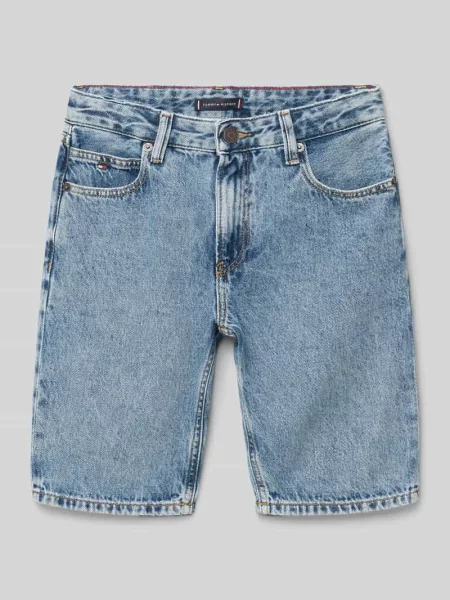 Szorty jeansowe z 5 i wyhaftowanym logo Tommy Hilfiger Teens niebieskie