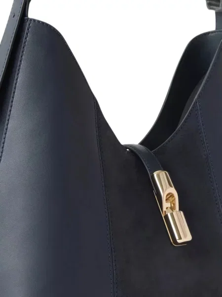 Geantă Furla din piele de căprioară albastru