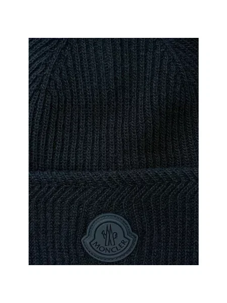 Dzianinowa czapka Moncler z logo czarna