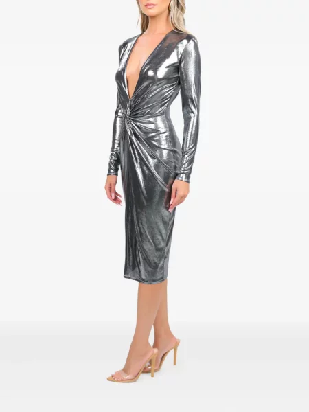 Rochie maxi Roserry până la genunchi de costum argintiu
