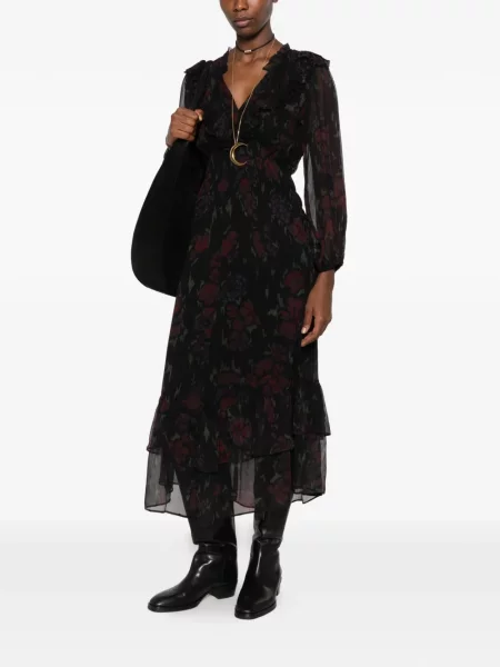 Rochie midi Ba&sh cu model floral cu imagine negru