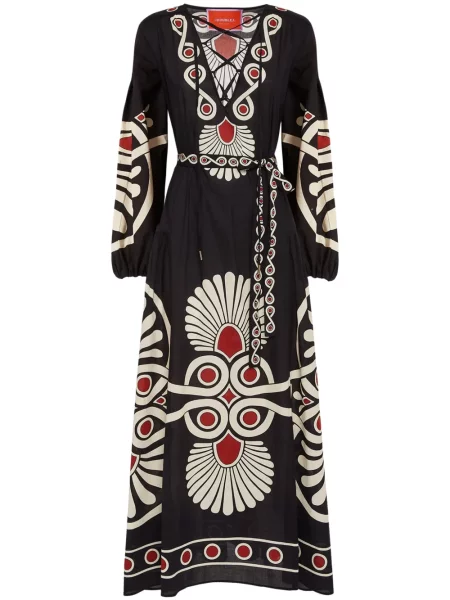 Rochie La Doublej cu imagine cu imprimeu geometric de costum negru