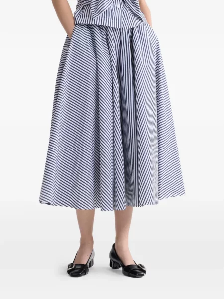 Миди пола Patou на райета до коляното а-линия синьо