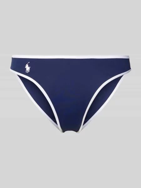 Majtki bikini z logo w formie stebnowania Polo Ralph Lauren granatowe