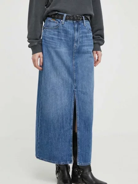G-Star Raw spódnica jeansowa maxi prosta niebieski