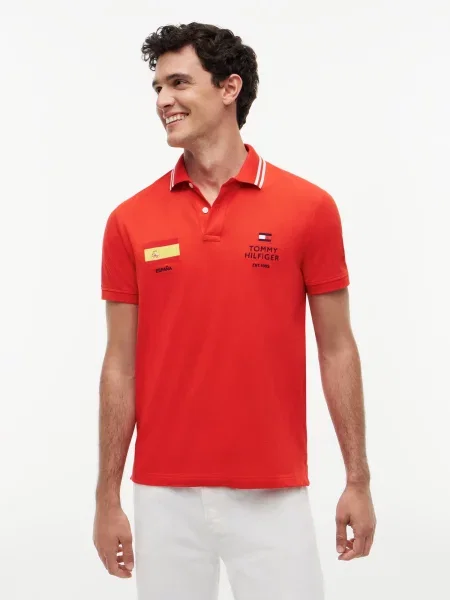 TOMMY HILFIGER Tričko STANDARD COUNTRY SPAIN námornícka modrá červená