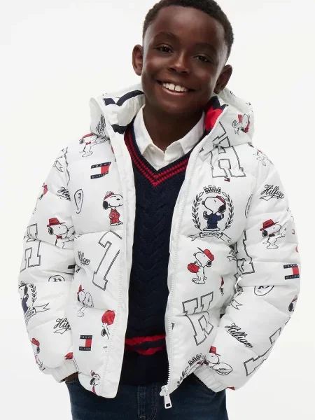 Tommy Hilfiger капитонирано яке за деца x Peanuts бяло