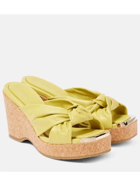 Usnjene mules Jimmy Choo s polno peto rumena