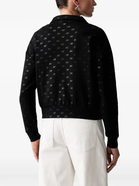Hanorac cu fermoar Armani Exchange cu autograf negru