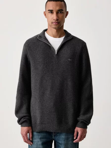 Levi's pulover pentru bărbați cu amestec de lână LIGHTWEIGHT HM QUARTER ZIP gri