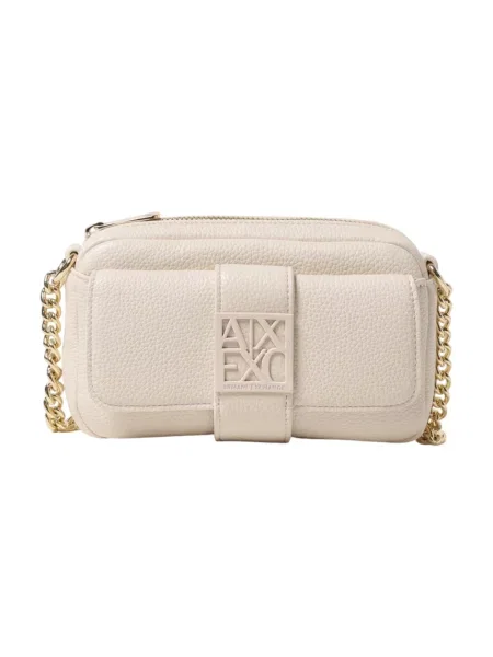 Armani Exchange torebka z imitacji skóry beżowa