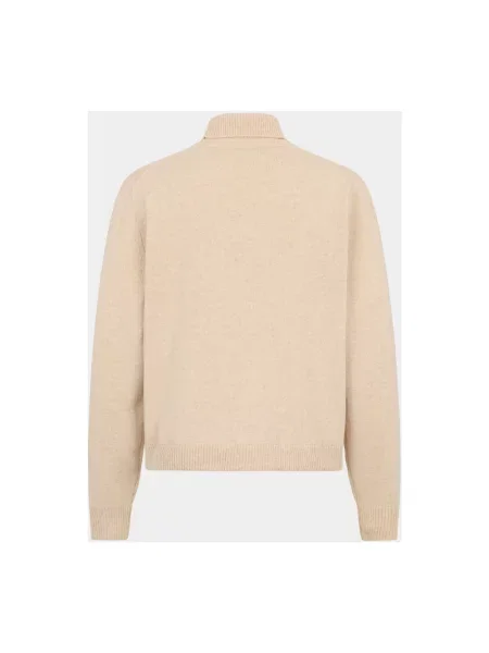 Lniany sweter z golfem Dsquared2 beżowy