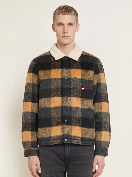 Tommy Jeans Přechodná bunda písková / antracitová černá