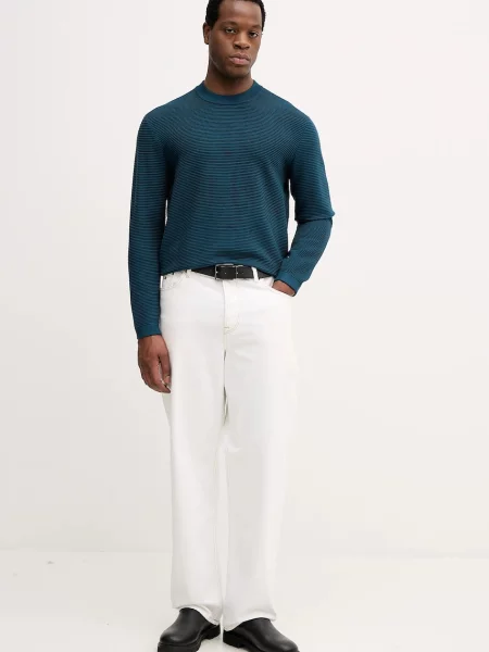 Armani Exchange sweter turkusowy lekki