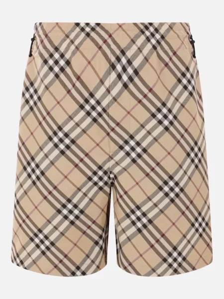 Kostkované keprové kraťasy Burberry hnědé