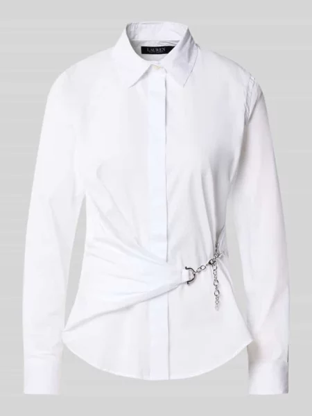 Bluzka koszulowa o kroju regular fit z łańcuszkiem model ‘Coniah’ Lauren Ralph Lauren biała