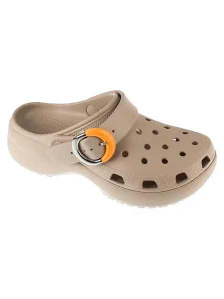 Crocs Klapki Classic Platform Buckle Clog beżowy