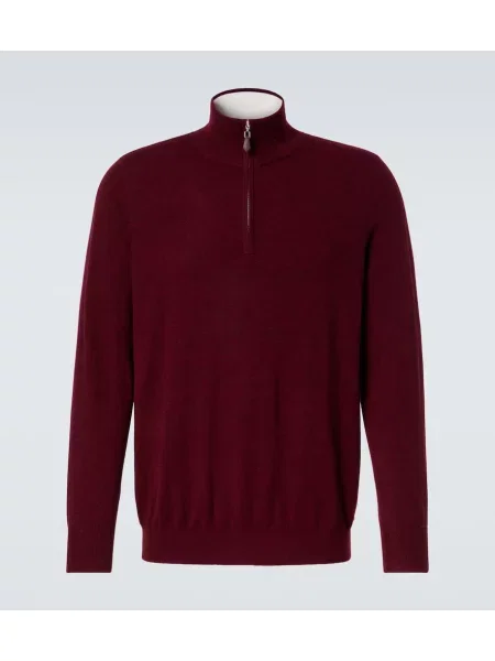 Pulover Arch4 din cașmir de jumătate de fermoar bordo