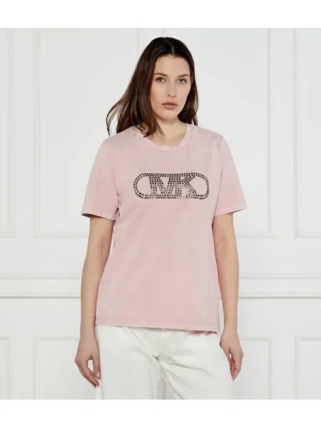 Ruhák MICHAEL Michael Kors CROP GWSH EMPIRE STUD TEE rózsaszín