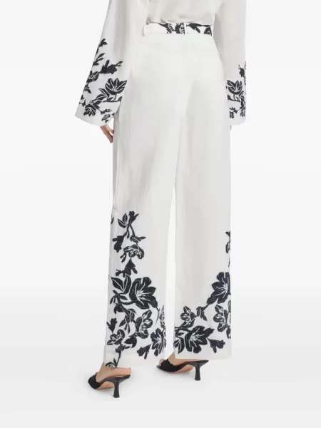 Pantaloni Hemant And Nandita cu model floral alb