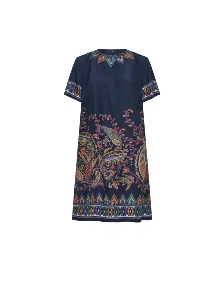 Mała sukienka mini Etro z nadrukiem z wzorem paisley niebieska