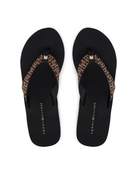 Žabky Tommy Hilfiger Wedge Summer Sandal Mono čierna