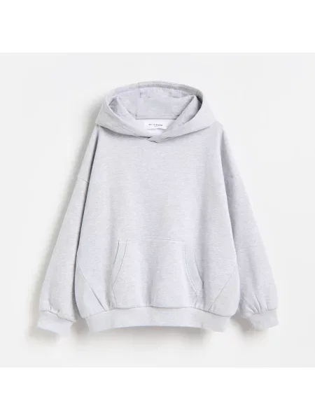 Reserved Mikina oversized s potiskem světle šedá