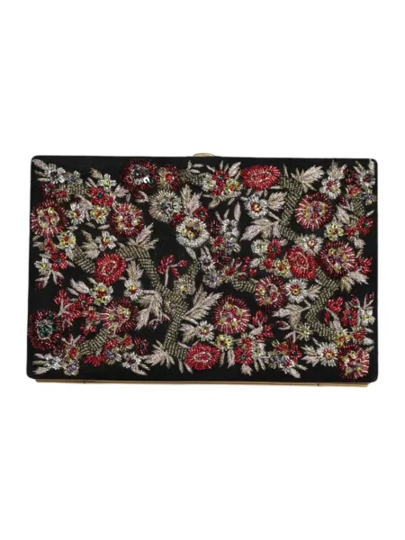 Kopertówka Dolce And Gabbana zamszowa w kwiatki czarna