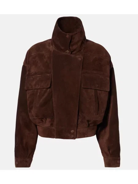 Geacă Saint Laurent din piele de căprioară maro